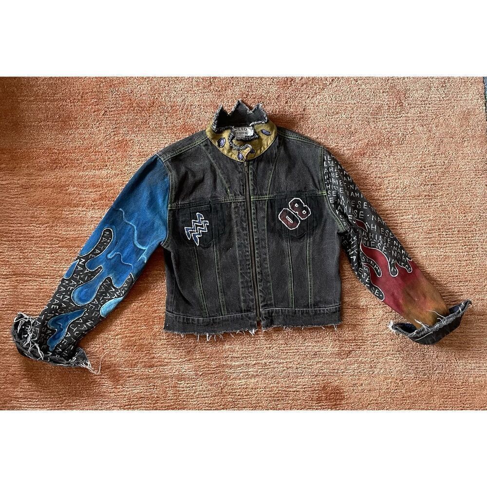 CLIO PETITES painted Women’s Denim Zippers Jacket Size 8